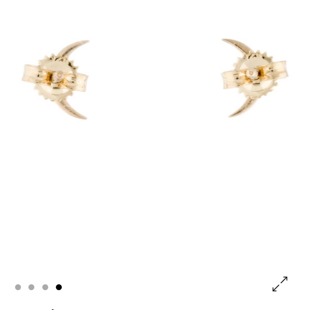 14K Gold Crescent Moon Stud Earrings - Picture 2 of 4